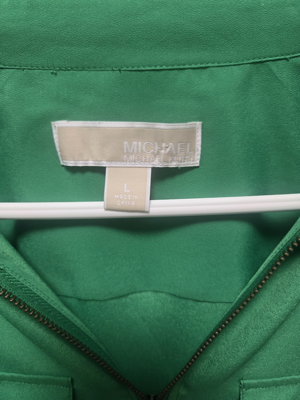 Michael Kors Green Zip-Front Blouse - Picture 2 of 2